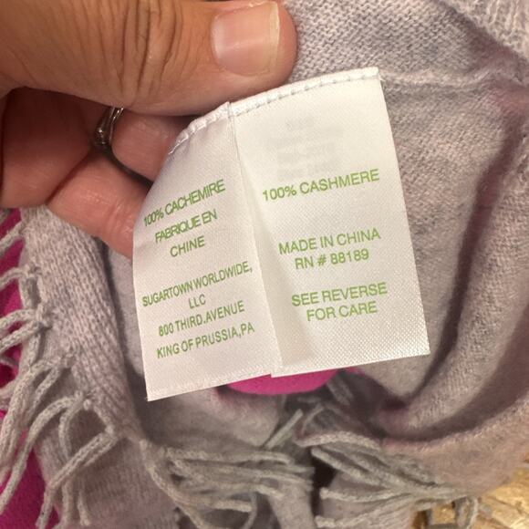 Lilly Pulitzer 100% Cashmere Fringe Alessandra Tunic Sweater Pink Gray sz S/M - Picture 8 of 8